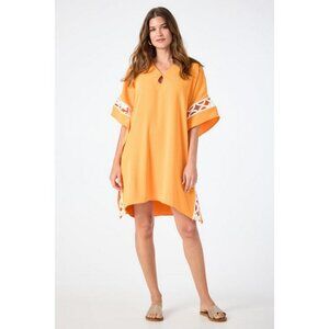 💕TRINA TURK💕 Amoureux Embroidered Trim Caftan Dress ~ Cap Clementine XL NWT